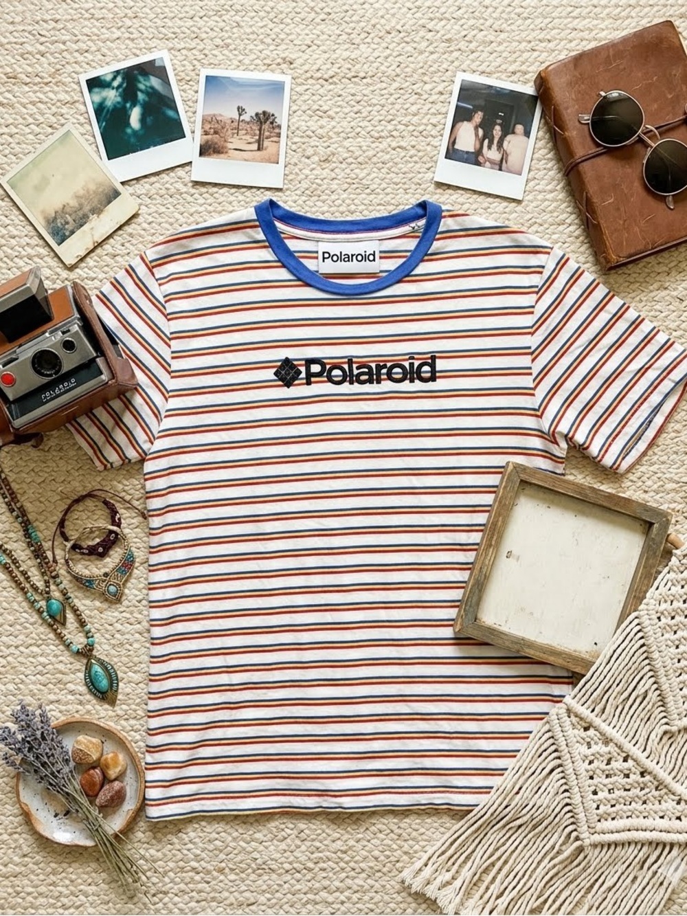Polaroid Striped Ringer Tee